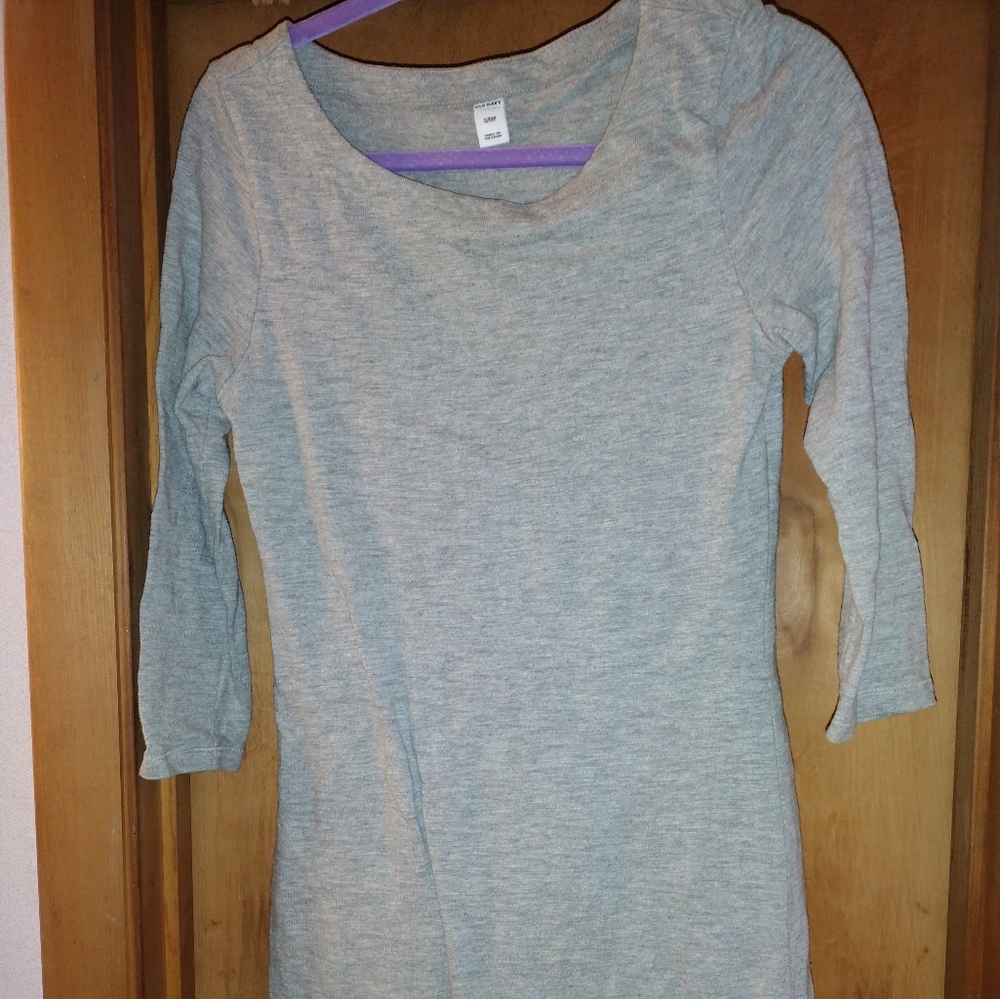 Women's Old Navy Small Gray Tee Shirt Dress long sleeve